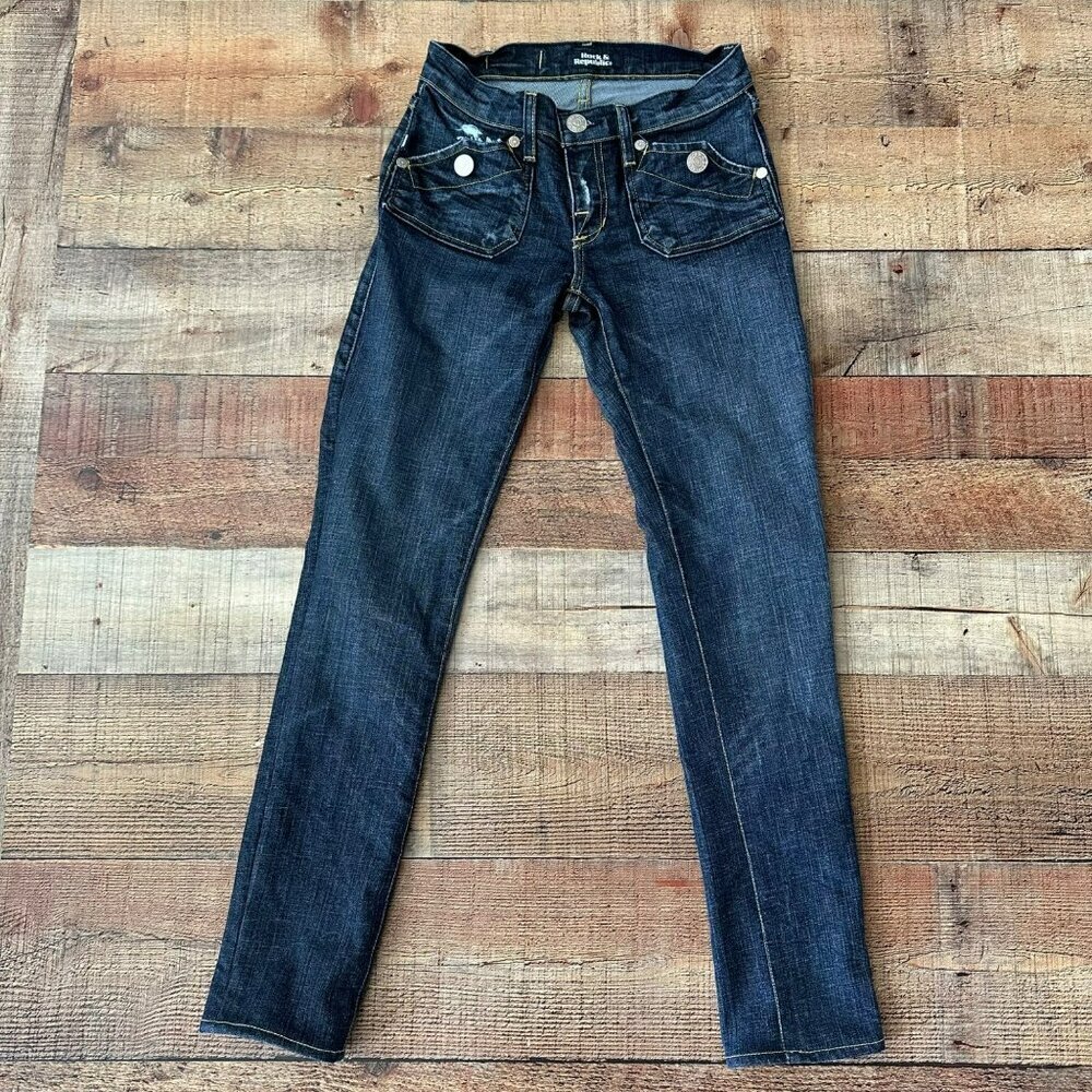 Rock and Republic Womens Size 25 Skinny Jeans Distressed Dark Wash Scorpion